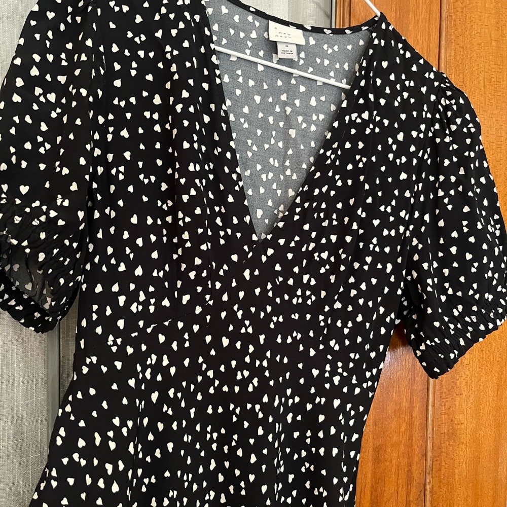 A New Day Black and White Puff Sleeve Sundress
